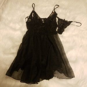 LACE BLACK TEDDY WITH THONG